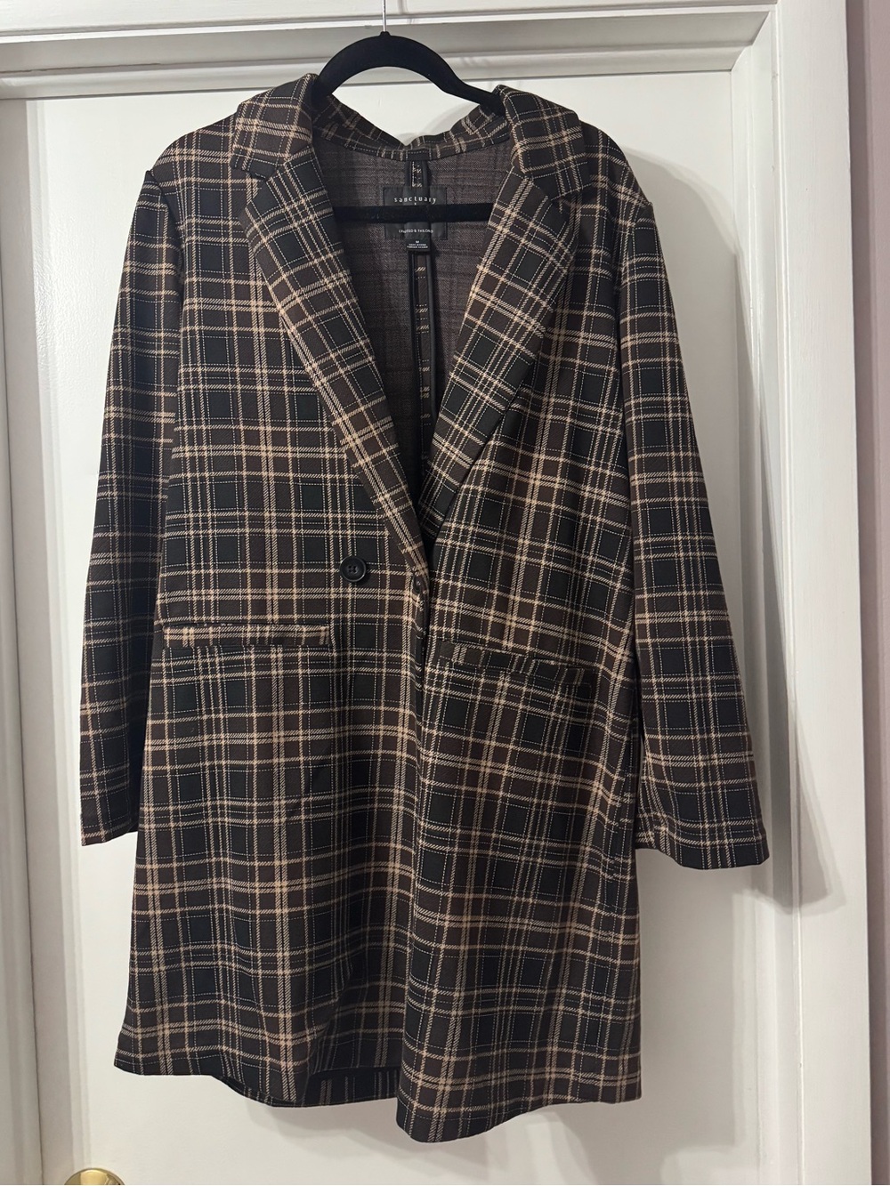 Anthropologie Oversized Brown Plaid Blazer